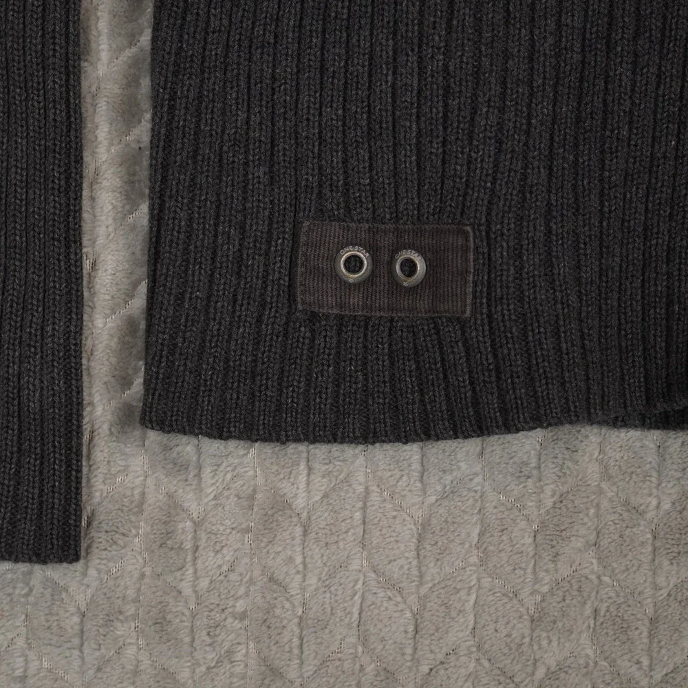 Converse One Star Sweater Mens M Grey Ribbed Quarter Zip Cotton Knit Pullover